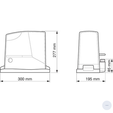 NICE Automatisierungskit für Schiebetore bis 400kg – RD400KCE – 24V Motor mit integrierter Steuerung und 2 Funkfernbedienungen